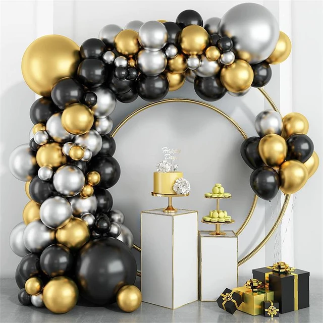 Gold Black Balloons Graduation Decorations  Black Gold Graduation  Decorations 2022 - Ballons & Accessories - Aliexpress