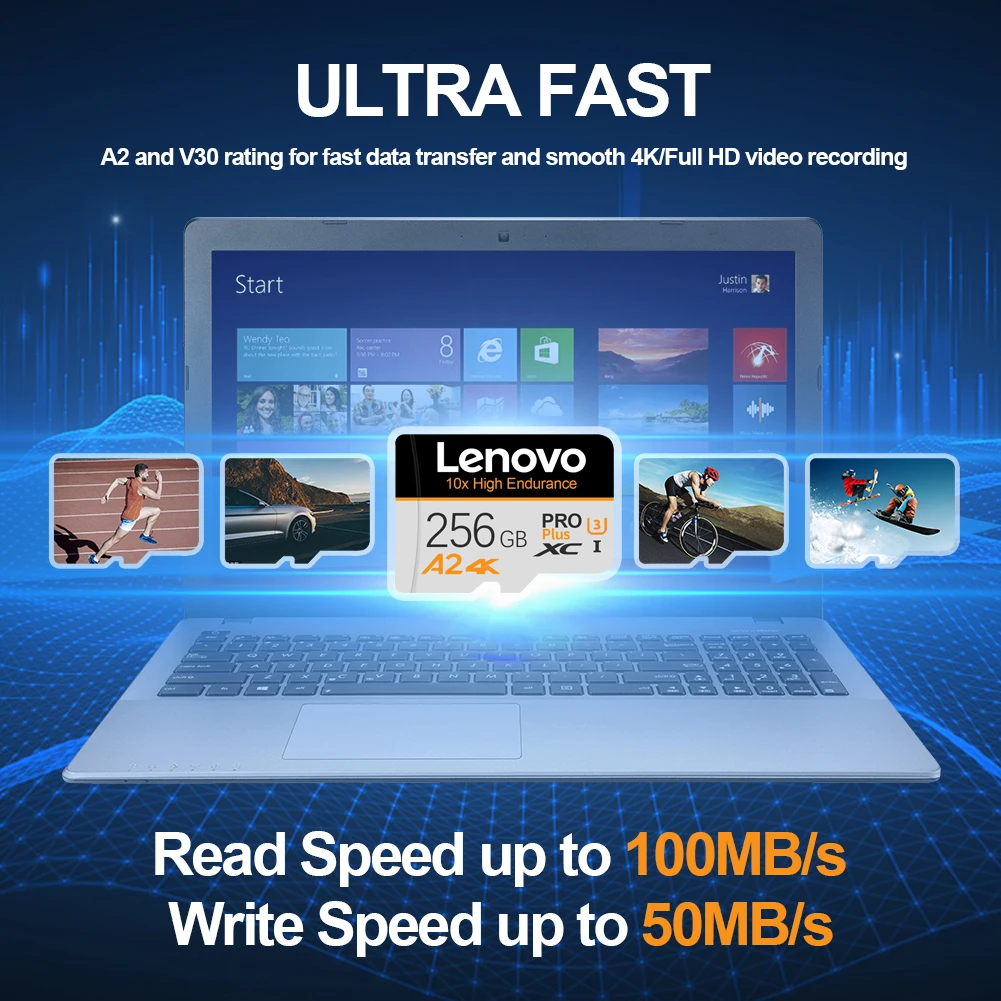 Lenovo SD Memory Card 2TB 1TB 512GB 256GB Ultra-fast Transfer Micro TF 128GB For Phone PC, memory card