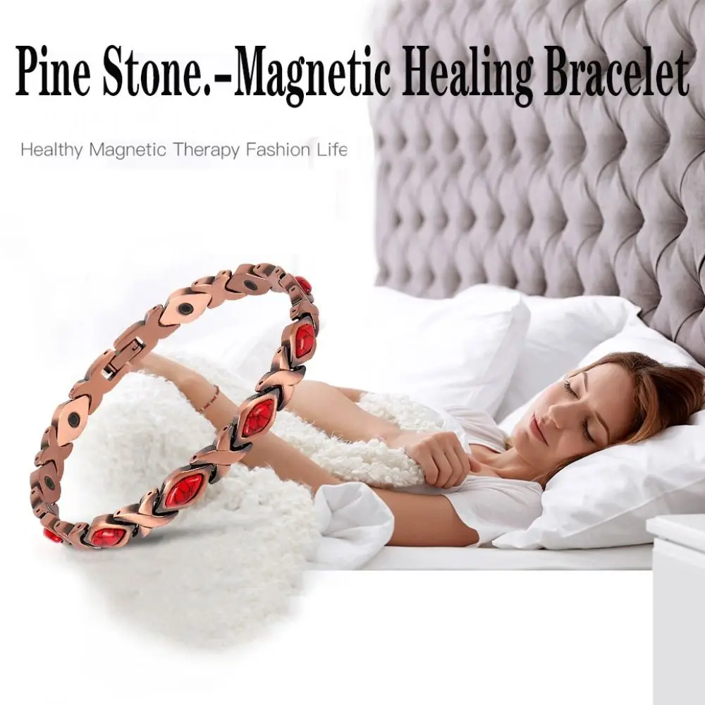 Red Bronze Color Copper Magnetic Therapy Bracelets Turquoise Natural Turquoise Magnetic Bracelets Copper Bracelet