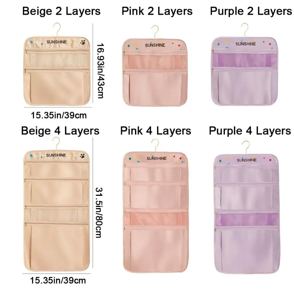 Large Capacity Multi-layer Socks Hanging Bag Breathable Reusable Underwear Hanging Storage Bag with Hanger Space Saving