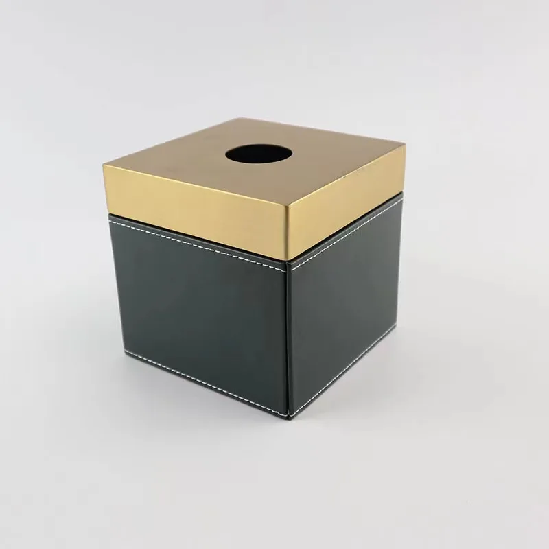 High-end Fashion Lleather Metal Stainless Steel Draw Type Tissue Box Household Living Room Kitchen Restaurant Hotel Draw Box 6