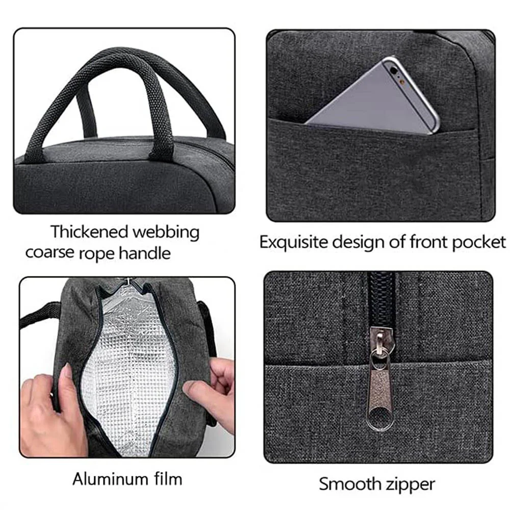 새로운 핸드백 도시락 상자 다기능 피크닉 음식 가방 휴대용 사무실 도시락 주머니 보라색 꽃 시리즈 캠핑 점심 보온 가방