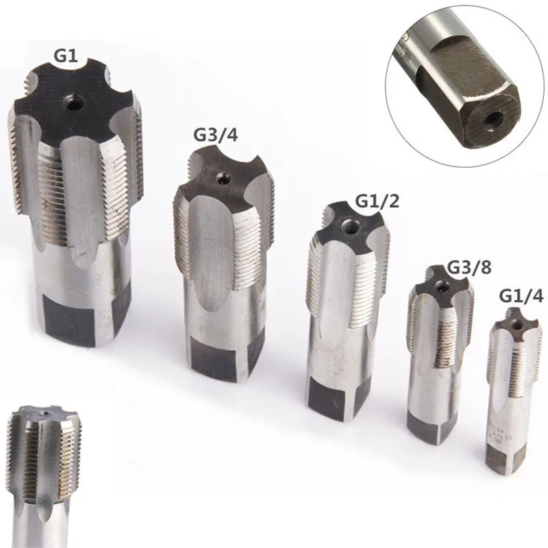 

1pc G1/8 1/4 3/8 1/2 3/4 HSS Taper Pipe Tap Metal Screw Thread Cutting Tools Cylindrical Pipe Thread Tap Pipe Wear-resistant