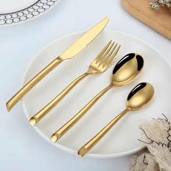 24 PCS 럭셔리 식기 세트 스테인레스 스틸 황금 칼 붙이 저녁 식사 식기 Copel 세트 6 명 테이블 풀 세트 성인 용품