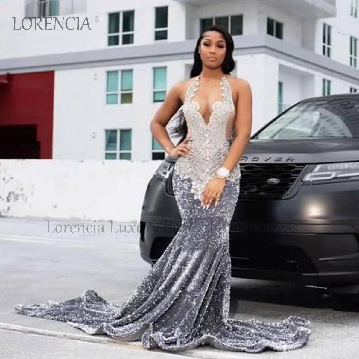 Gold Strapless Bead Crystal Rhinestone Prom Dresses Short Sequin Black Girl main image 0