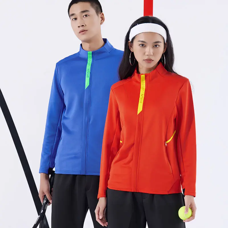 (2XS-4XL) Men Women Tennis Sports Long Sleeve Shirt Stand Collar Fitness Running Hiking Climbing Quick Dry Athletic Jacket MM226