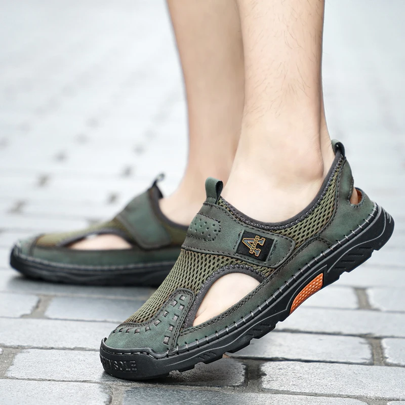 Hot Summer Men's Sandals Outdoor Mesh Sandals Soft Clogs Men Sandals Slides Handmade Dropship Sandals Roman Outdoor Slippers