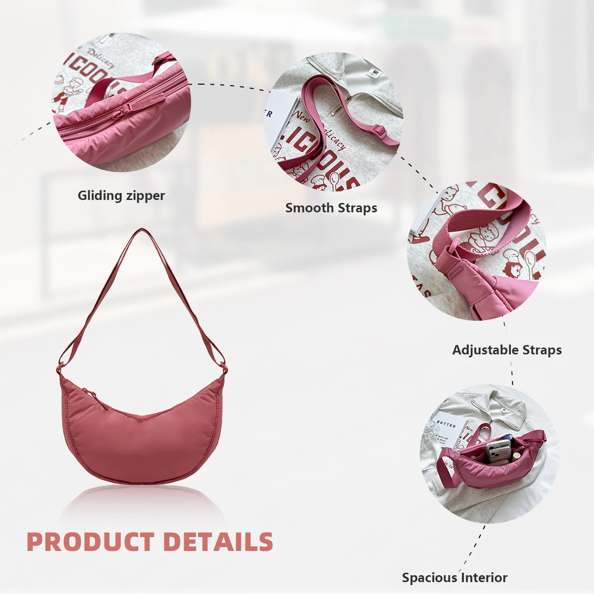 Large-Capacity Dumpling Bag for Women 2025 New Lightweight Autumn and Winter Crossbody Bag Versatile Commuter Bag Armpit Crescent Bag Student Mobile Phone Bag
