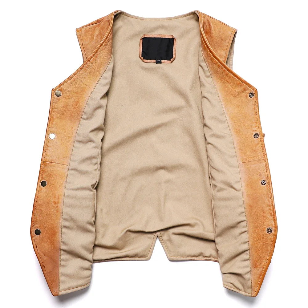 ジャケット・アウター ltaly sheep and goat skin leather vest Derisitesi 100% Lamb Leather Vest, Brown Leather Vest, Soft