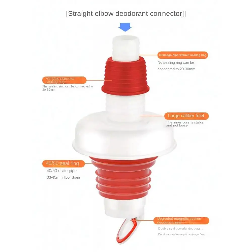Floor Drain Joint Adapter Kitchen Drain Connector Washing Machine Floor Drain Adapter Tees Joint Multifunctional Tee Connector Anti-overflow Anti-odor Sewer Elbow Pipe Connector