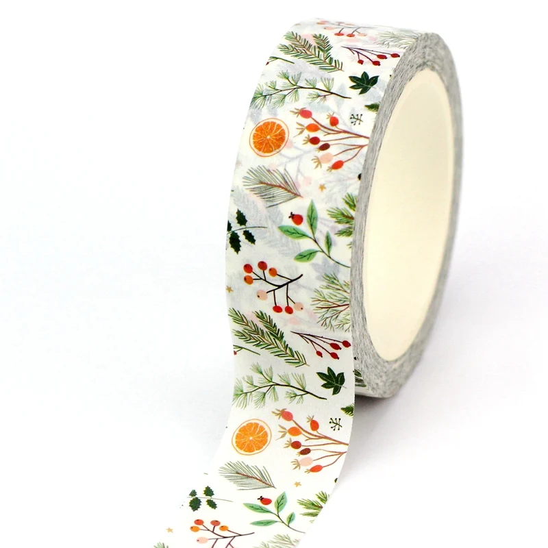 

2023 NEW 1PC. 10M Decor Christmas Leaves Seasonal Plants Washi Tape for Journaling Adhesive Masking Tape Cute Stationery