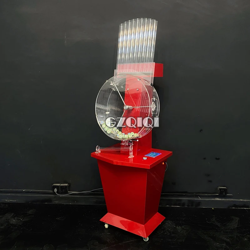 Lottery machine for lottery games and lotto balls J60 machine in red color