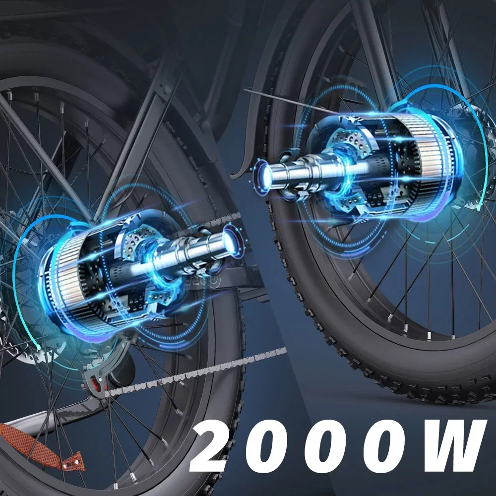 Ridstar E26 Pro Electric Bike 1000W*2 Motor 48V 23Ah Battery 26*4 Inch Fat Tires Ebike 49km/h Max Speed Dual Hydraulic Brake