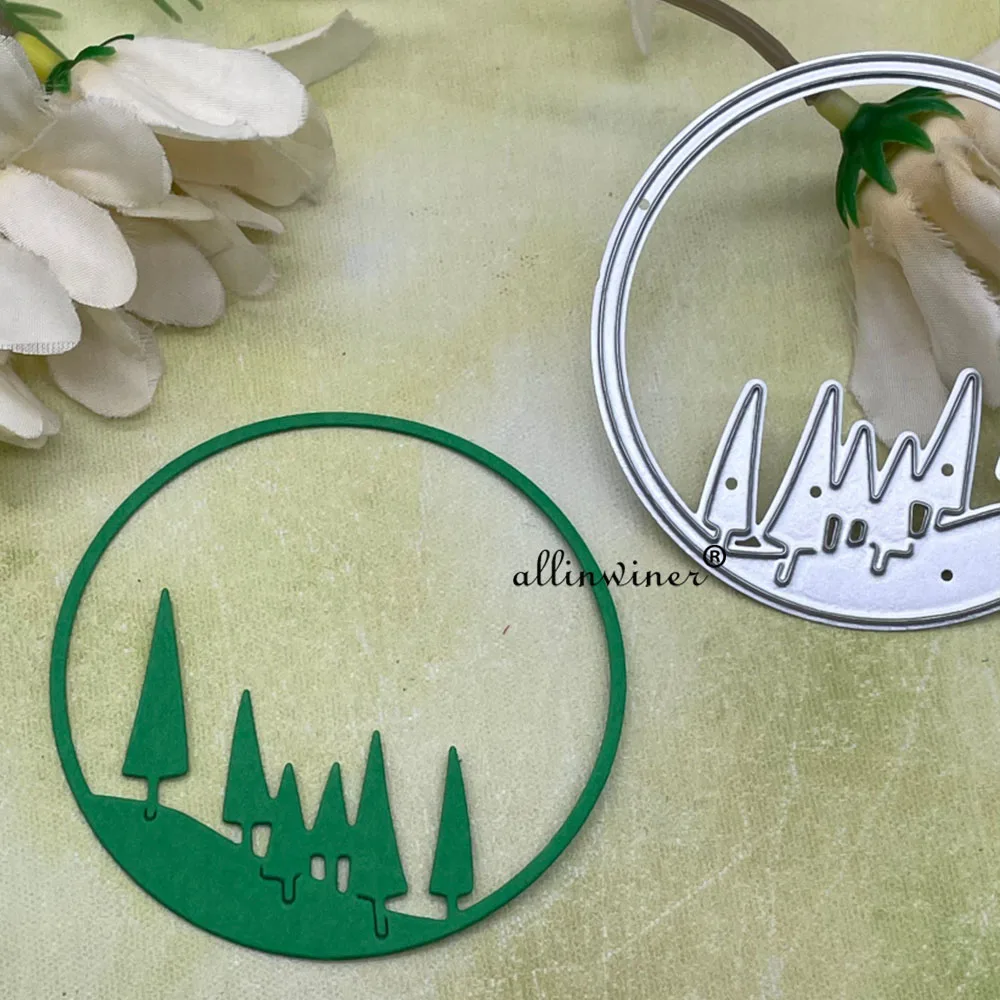 Neue Weihnachten Haus Kreis DIY Handwerk Metall Schneiden Sterben Sammelalbum Geprägte Papier Karte Album Handwerk Vorlage Schablone Stirbt