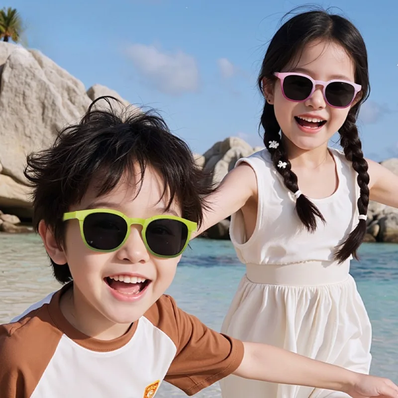 Kids Sunglasses Boys Girls Polarized Sunglasses Toddler Square UV400 Sun Glasses TR Jelly Color Frame For Youth Child Age 3-12 For kids sunglasses,children sunglasses