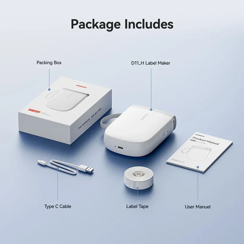 D11H 300DPI NIIMBOT Label Printer Mini Portable Bluetooth Wireless Label Maker Name Tag Kitchen Sticker Printing Maker D11 D110