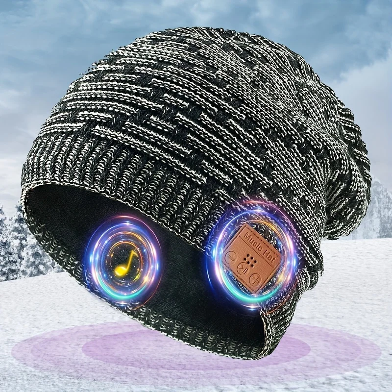 

Winter Outdoor Sports Skiing Plus Velvet Warm Wireless Music Headphones Rhinestone Hat Christmas Gifts Wireless Beanie Hat