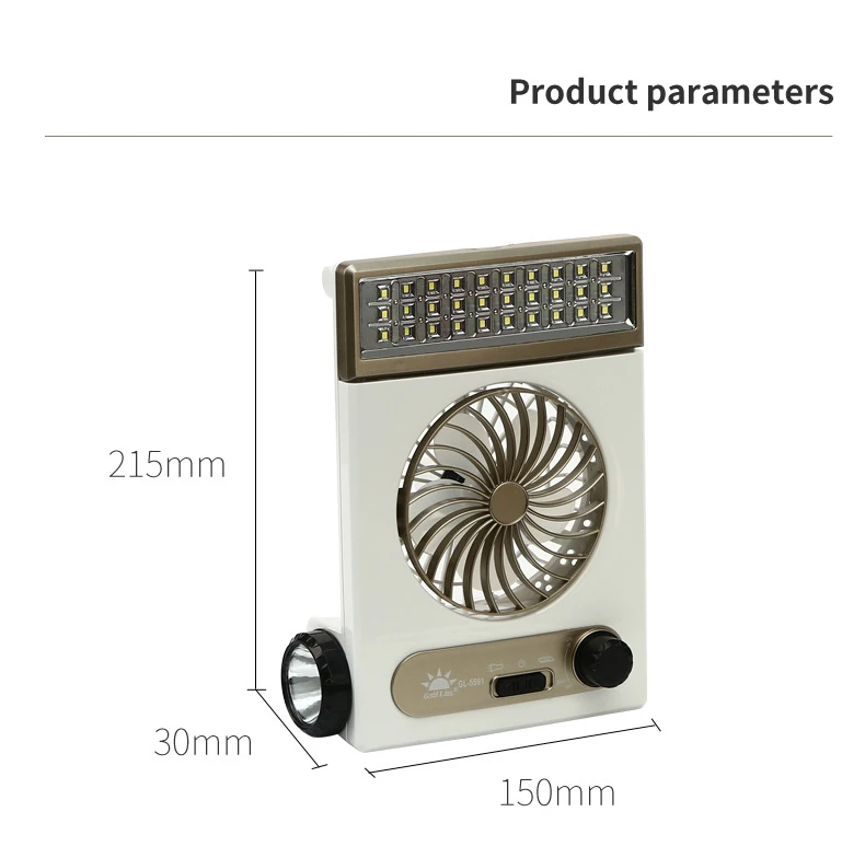 Petit Ventilateur Solaire Rechargeable, Ventilateur De Lampe De Bureau