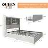 51.2" LED Storage Bookcase Headboard, 4 Storage Drawers & Charging Station/No Box Spring Needed/Noise Free, Bed Bases & Frames 2