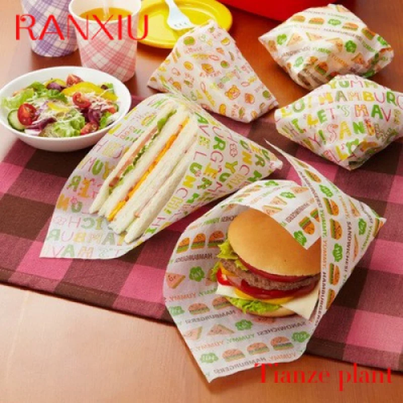 Szokás Egyéni Viasz Irat greaseproof Csomagolás Irat számára Hamburger Zárt szendvics Ügyirat számára élelmiszeripari Csomagolás