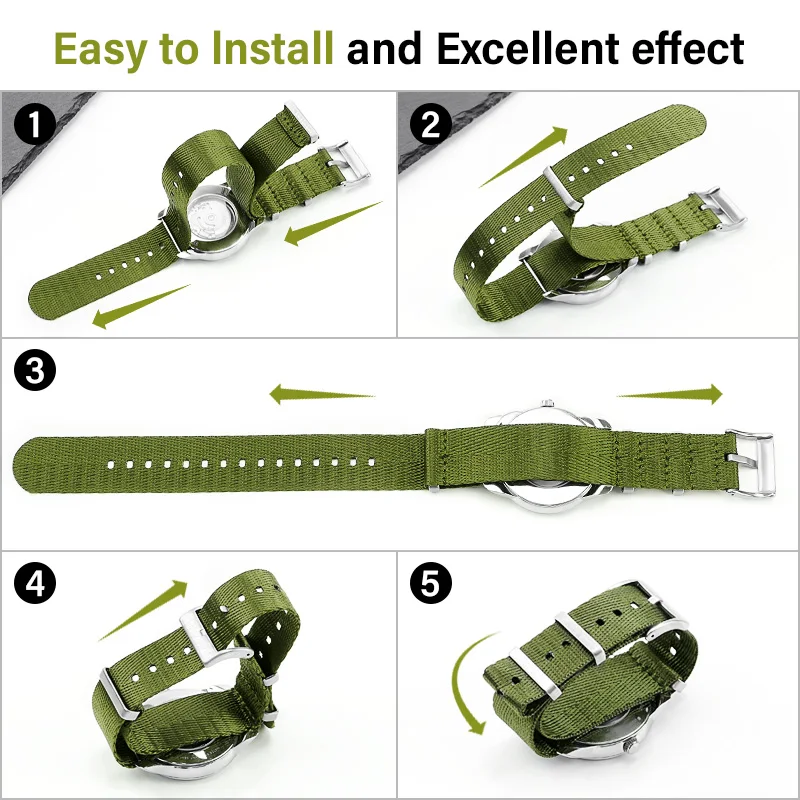 Premium Solid Color Nylon Watch Strap - Adjustable, Breathable & Comfortable for All Wrist Sizes