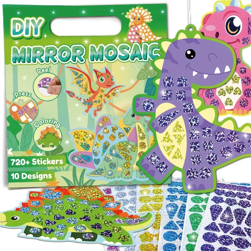 모자이크 공룡 인어 아트 세트 DIY 공예 키트 포일 스티커 생일 선물 여행 선물 스티커 세트 DIY 장식