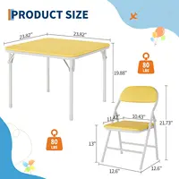5-Piece Kids Folding Table and Chairs Set, Toddlers Children's Activity Table and Chairs Set for Dining Room,Daycare,Classrooms 5