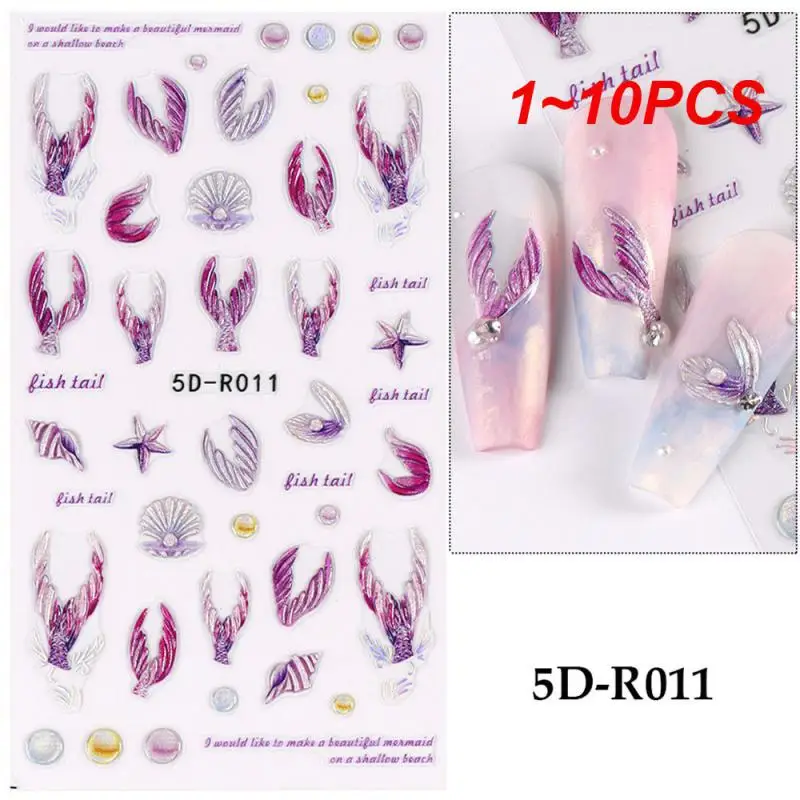 

1 ~ 10 шт. маникюрная наклейка «рыбий хвост» около 2 г красочное рельефное украшение для ногтей новые наклейки для ногтей Наклейка для ногтей 9,2*7,3 см жевательная резинка