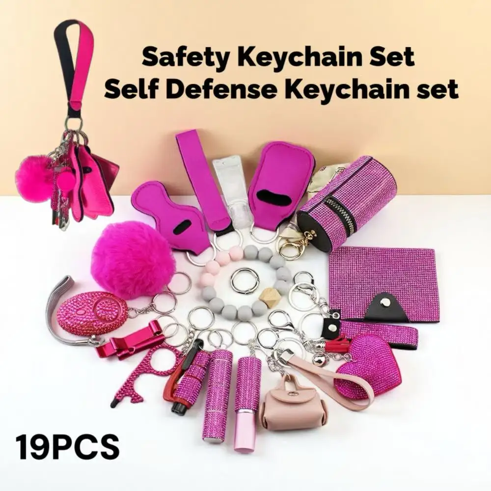 Pepper Spray Keychain Set Safety Keychains For Women 10/19PCS
