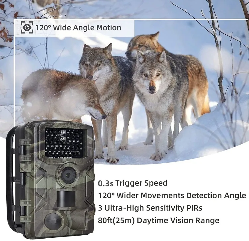 Trail Camera 24MP 2.7K Game Camera Night Vision Motion Activated Wide-Angle Waterproof 2.0&rdquo; HD TFT Screen Wildlife Monitoring