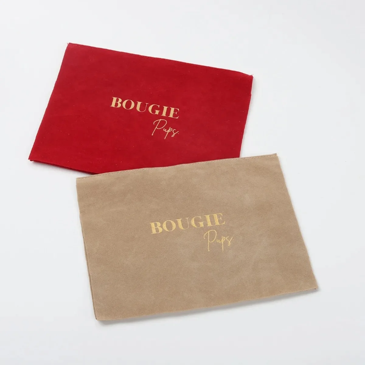 High End Gold Logo Printed Velvet Envelope Pouch Dust Cloth Jewelry Belt Necktie Hairpin Packaging Envelope Bag
