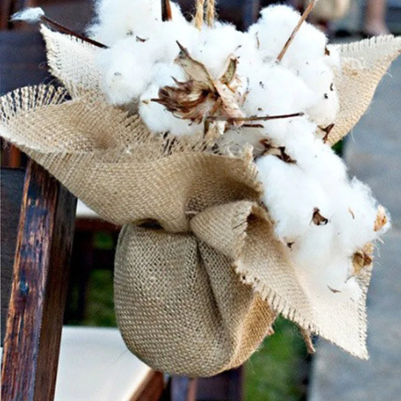 2M/Roll 3-30CM Natural Jute Burlap Ribbon Rustic Hessian DIY Crafts Hemp Material for Wedding Decoration XMAS Gift Wrapping Belt