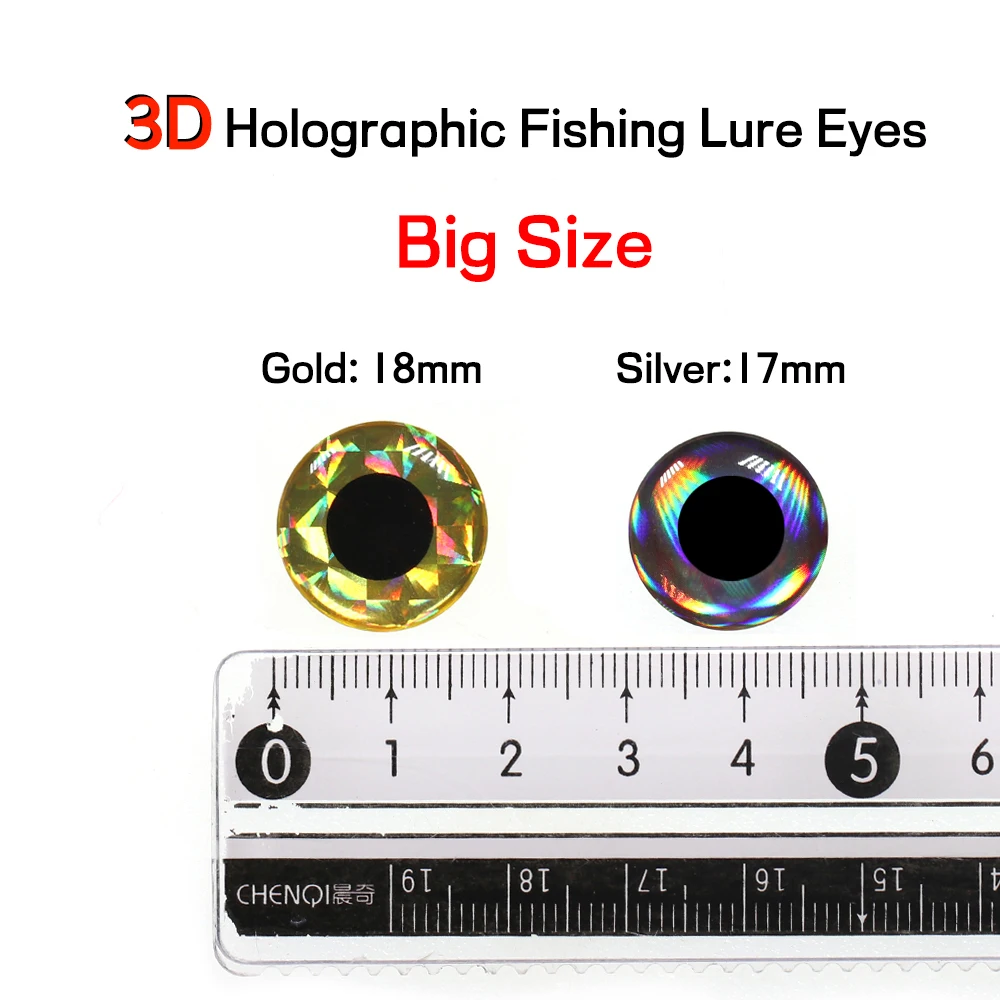 17mm 18mm Big Size 3D Holographic Eyes for Fishing Lure Making Saltwater Flies Tying Jigs Craft Dolls 50pcs/100pcs fishing lure