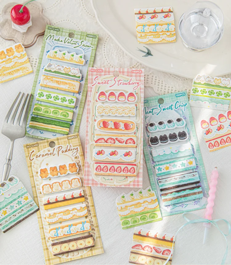 180pcs Dingding Cake Shop Series Kawaii Cake Appearance Message Sticker Index Creative Student Stationery Scrapbook Sticker