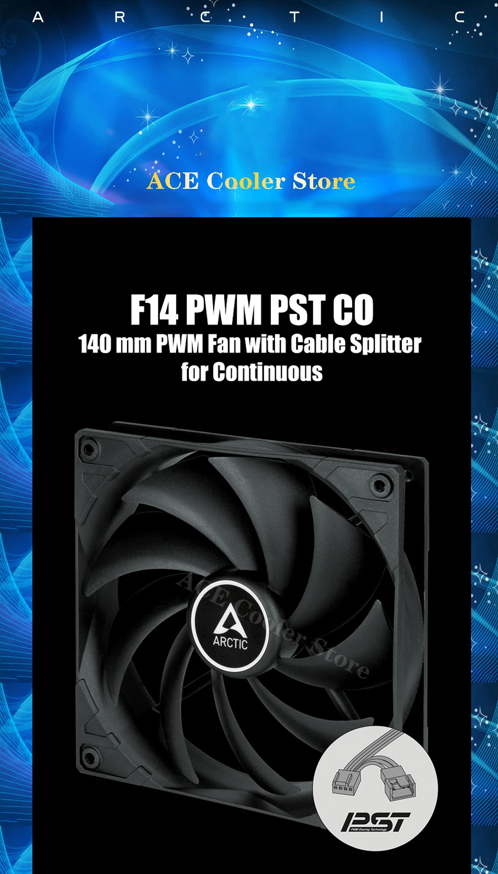 Ventola PC ARCTIC P14 140mm - Silenziosa, Alta Pressione Statica, 1700 RPM, 0.3 Sone, Nero - Foto 6