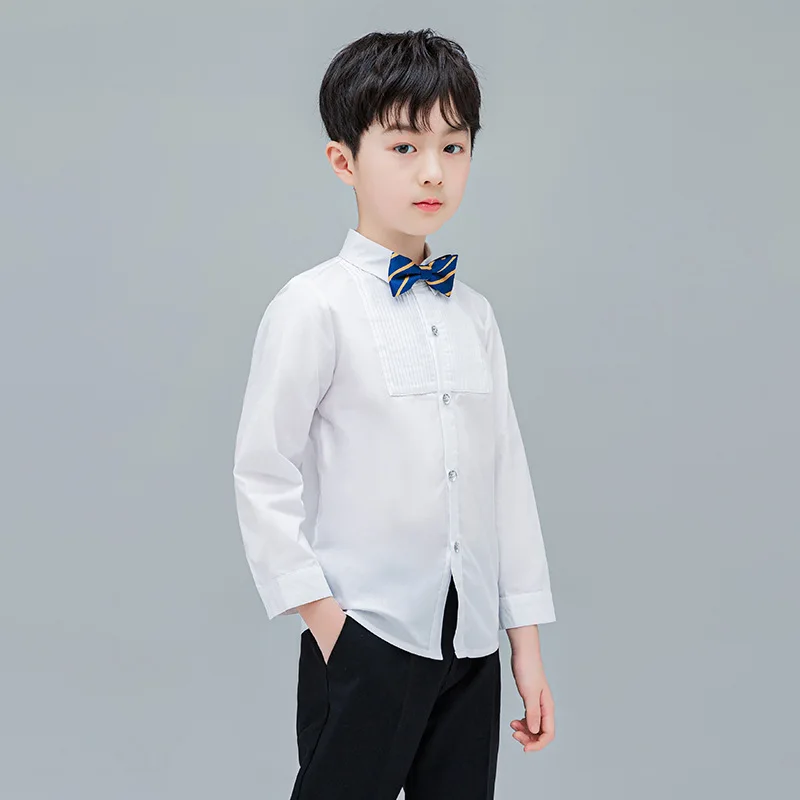 Baby Toddler Teenage Clothes School Uniform Boys Shirts White Long Sleeve Turn-down Collar Kids Shirt For Boys Children Tops - 3