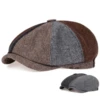 Stylish Mens Classic Vintage Herringbone Newsboy Beret Hat with Flat Brim for Winter Retro Look Hooded hair dryer Bonnet silk 2