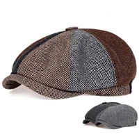 Stylish Mens Classic Vintage Herringbone Newsboy Beret Hat with Flat Brim for Winter Retro Look Hooded hair dryer Bonnet silk 2