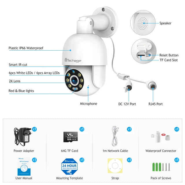 Techage HD 5MP POE IP Camera Smart AI Security Camera Outdoor Waterproof Two Way Audio For CCTV Video Surveillance NVR Kit - Image 6