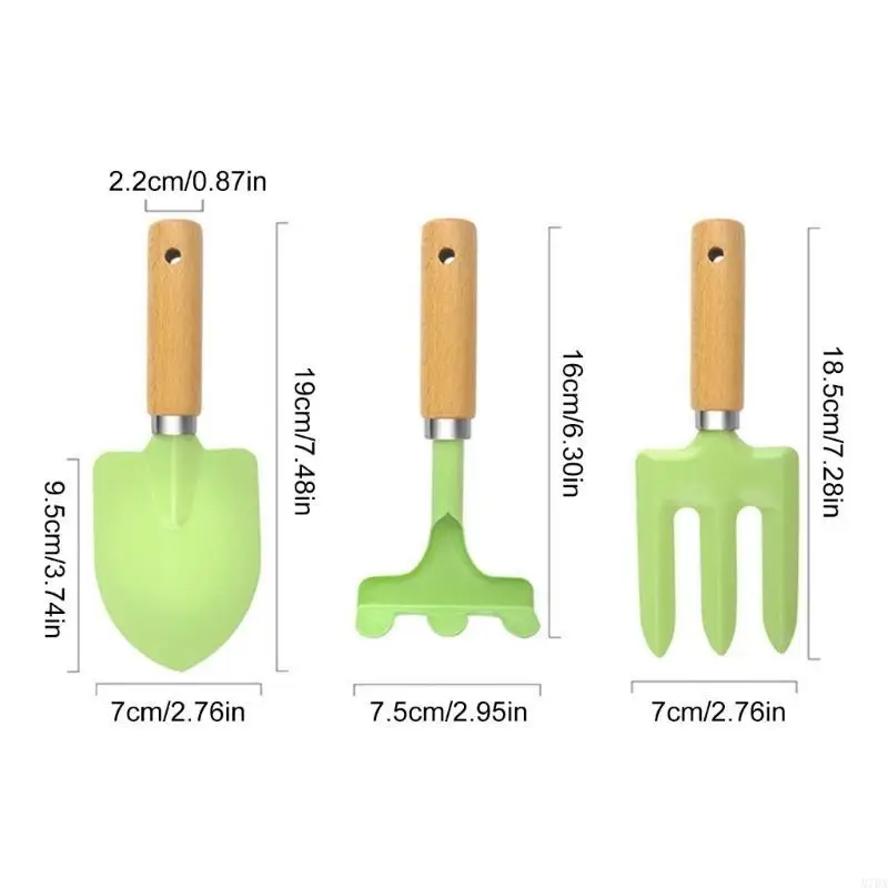 M7DA 3pcs Kids Garden Tool Set Metal and Ergonomic Handle for Youngs Gardeners Beach Play Backyard Beach Snow Activities