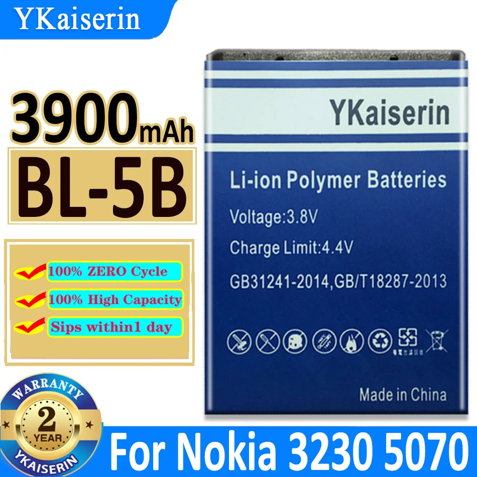 Batteria 3900Mah Ykaiserin Bl-5B Bl5B Per Nokia 5300 5320 6120C 7360 6120Ci 3220 3230 Li-Polymer Bateria