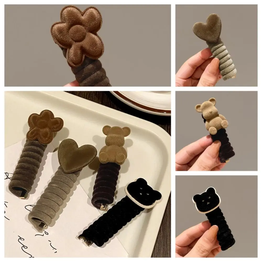 

Heart Bear Hair Rope Headwear Hair Bands Telephone Cord Hair Ring Hair Accessories Ponytail Holder Telephone Line Hair Rope
