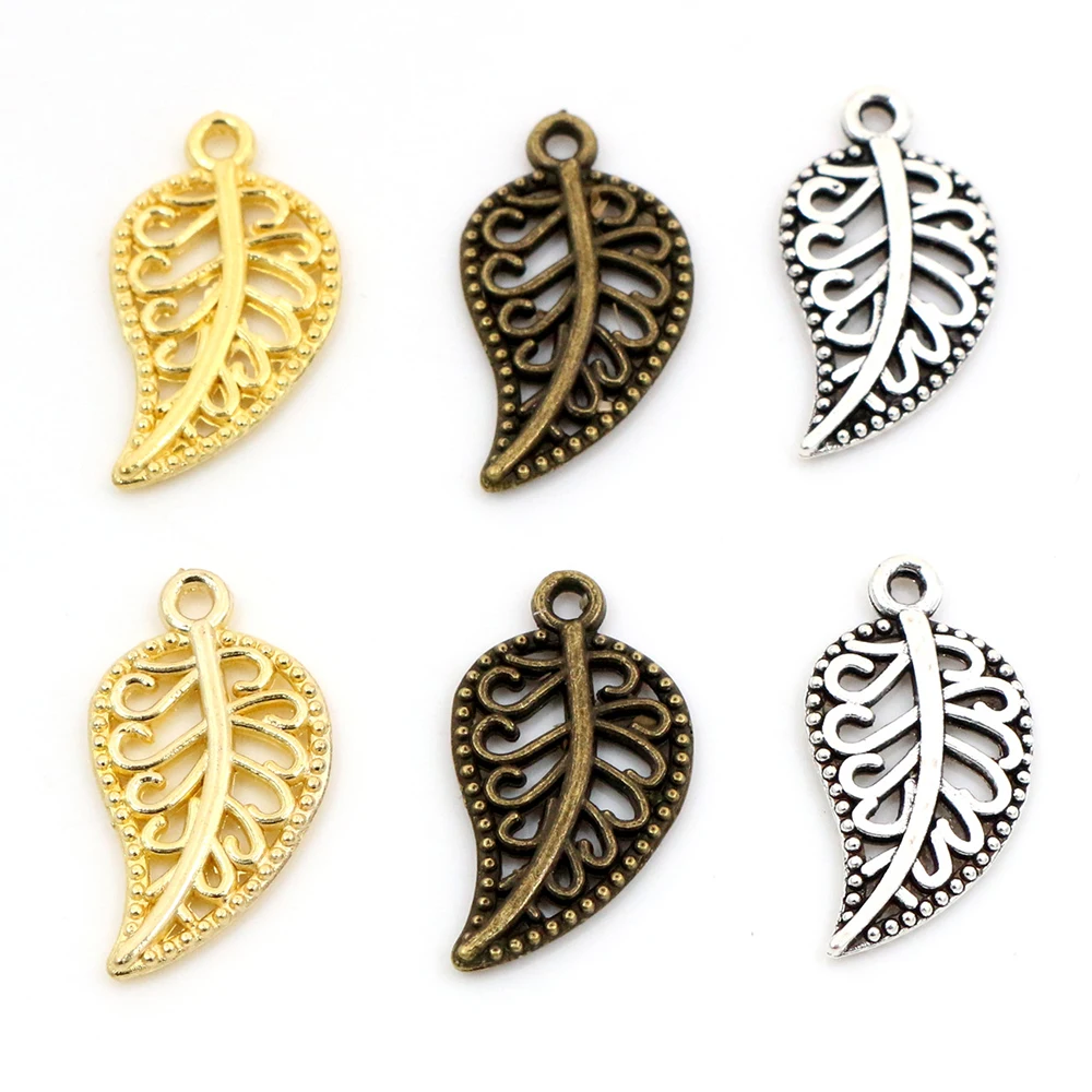 19x10mm 40 stücke Antike Silber farbe und Bronze Gold Farben Überzogen Blatt Stil Handgemachte Charme Anhänger: DIY für armband halskette