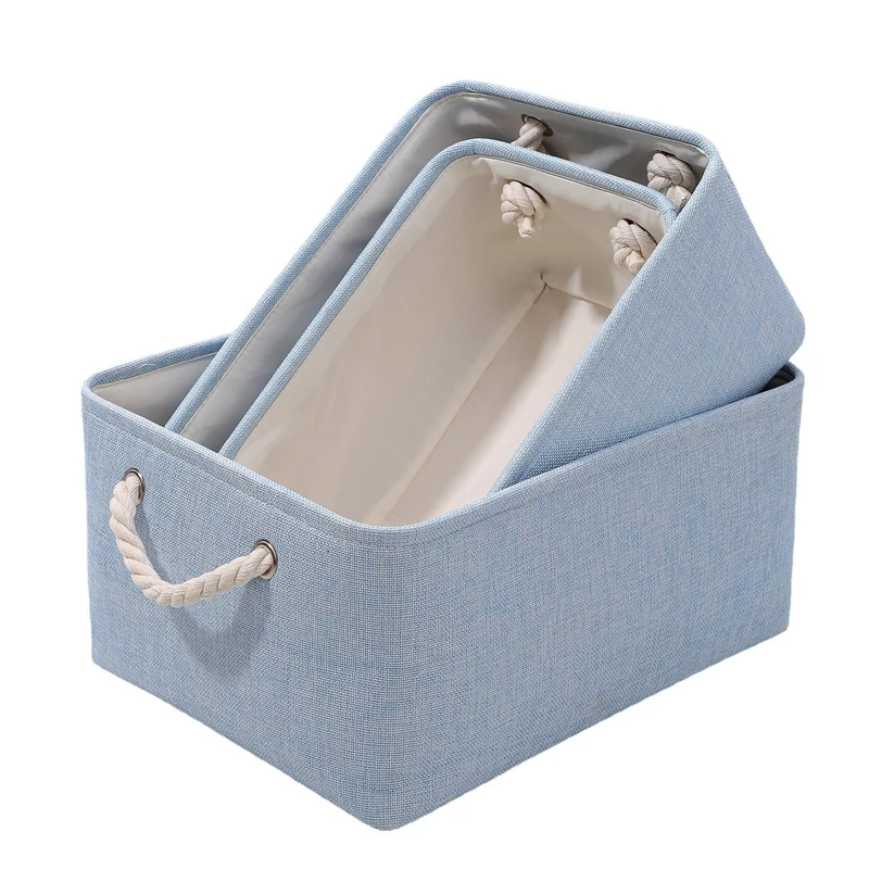 New Linen Fabric Storage Basket Large Capacity，for Sorting and Organizing Miscellaneous Items Storage Baskets Woven Basket 4