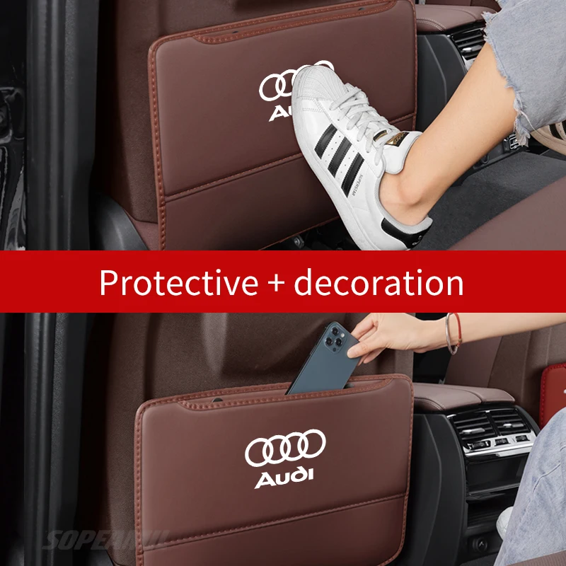 For Audi A3 A4 A5 A6 A7 A8 RS3 RS4 RS5 RS6 S3 S4 S5 Q3 Q5 Q7 Q8 Car Seat Back Storage Bag Rear Backrest Protection Anti-kick Pad