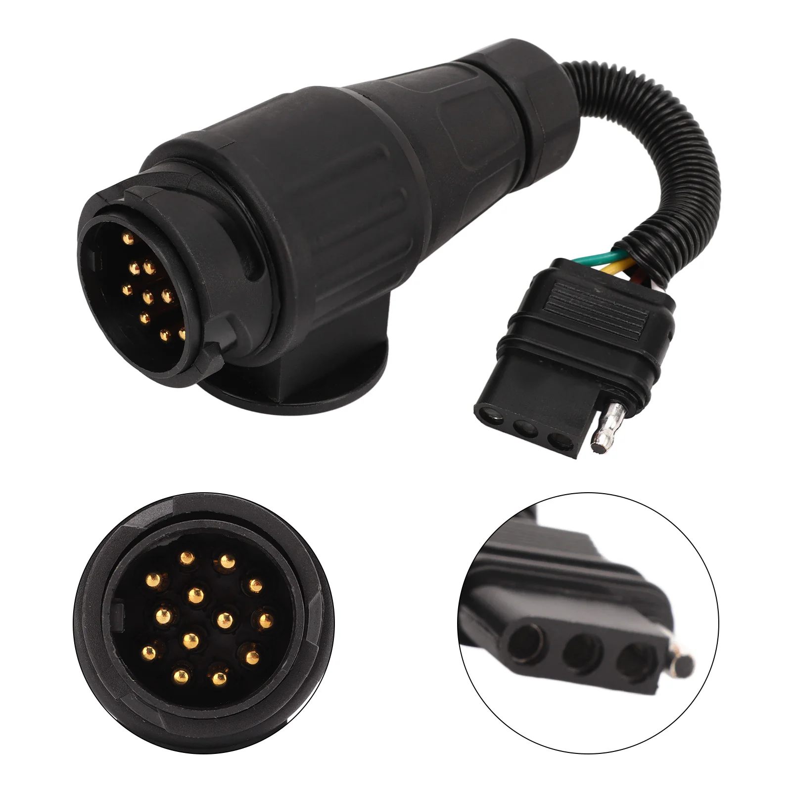 Trailer Plug Adapter EU 13 Way Round to US 4 Way Flat Trailer Connector Converter Conversion Plug For RV Adapter