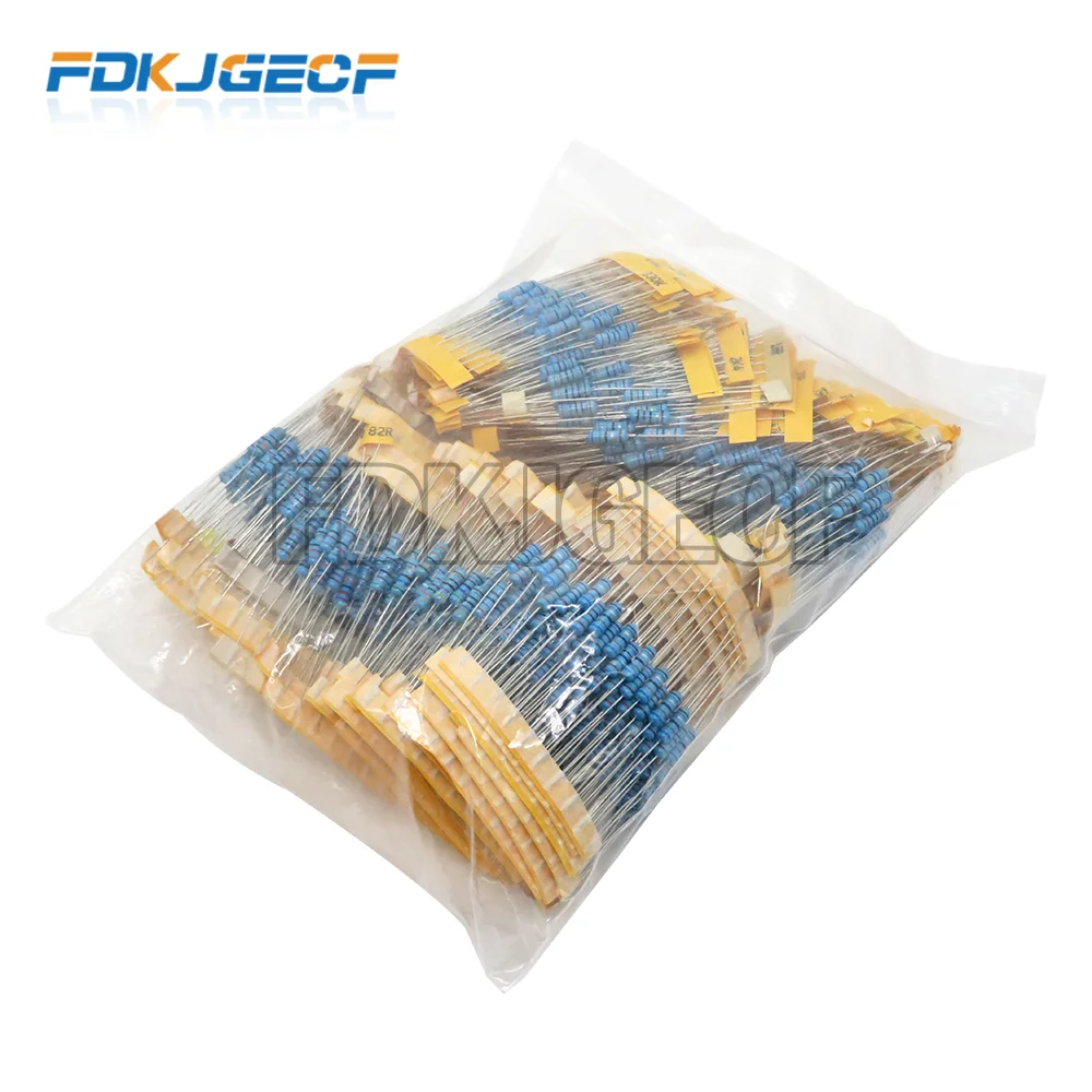 

1100pcs/lot 1/2W 1M Metal Film Resistor Assorted Kit 1R/2.2R/3.3R/4.7R/100R/100K/470K/10M/1M/2M ohms Metal Film Resistors Set