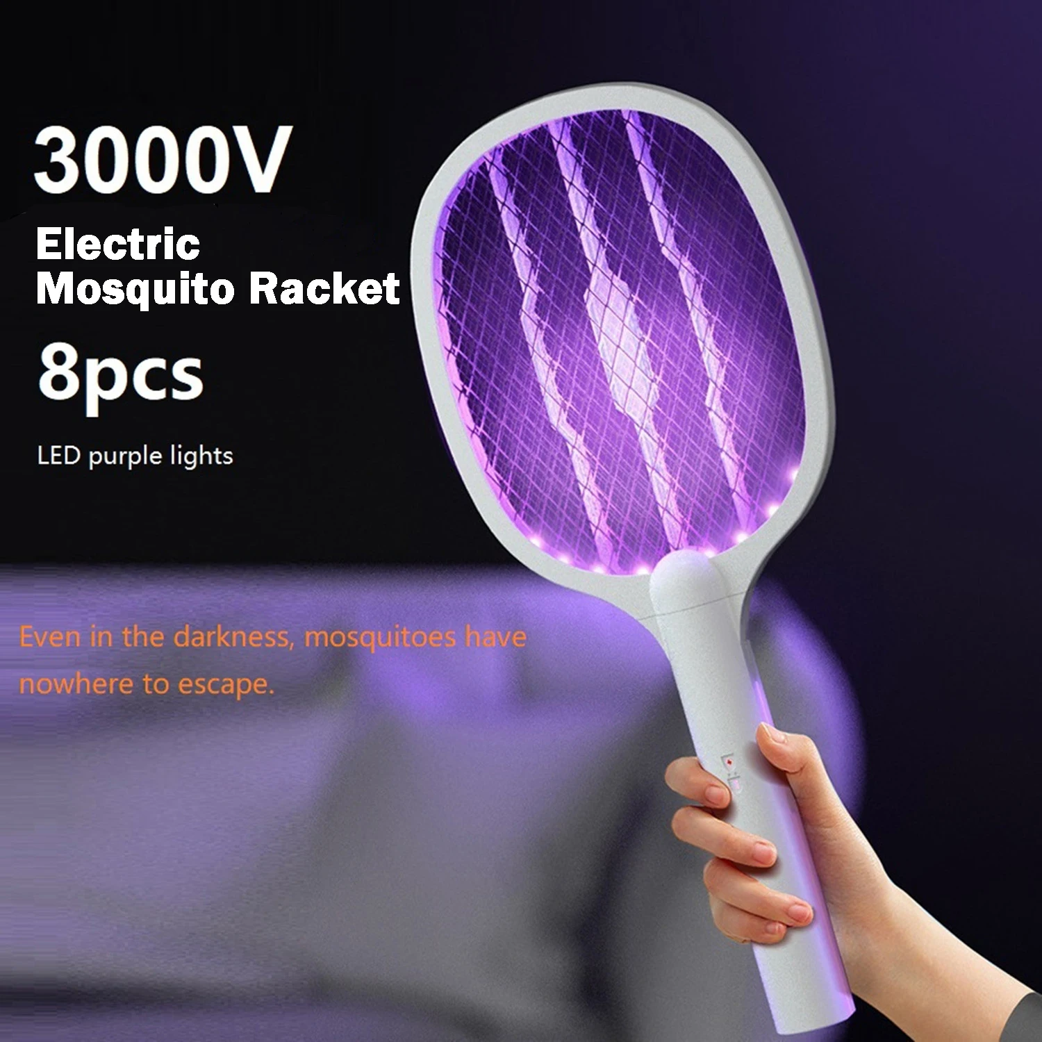 Racchetta Elettrica Per Scacciamosche 2 In 1 Con 3 Strati Di Rete Di Sicurezza Lampada Ricaricabile Per Zanzare Zapper Con Luci Da 8 Pezzi