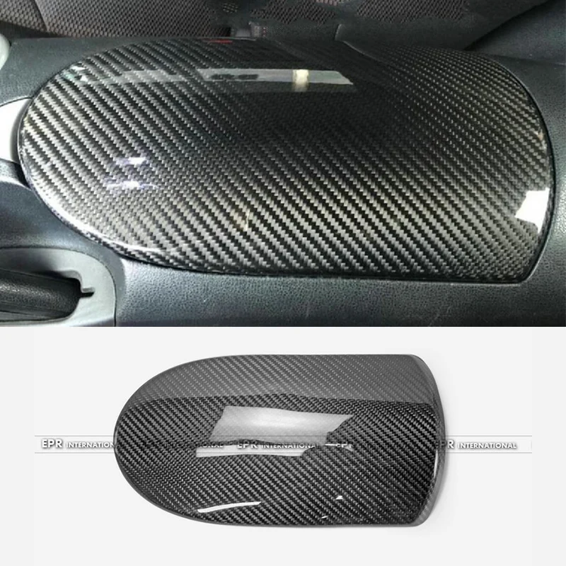 thumbnail image 2 of Black Leather Console Armrest Cover For Nissan 370Z (2008-2019) - Gray Stitching 2 of 9