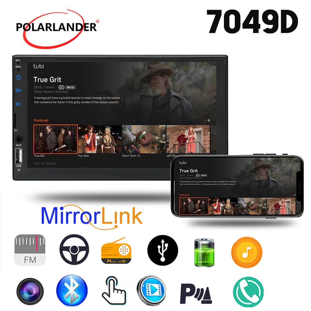 

Multimedia MP5 Player MirrorLink Touch Screen CARPLAY/Android auto Rear View Camera 7 Inch Car Stereo Auto Radio FM/USB/AUX/TF